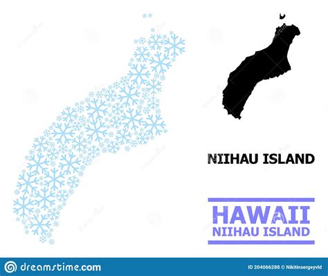 Christmas Composition Map of Niihau Island with Snowflakes Stock Vector ...