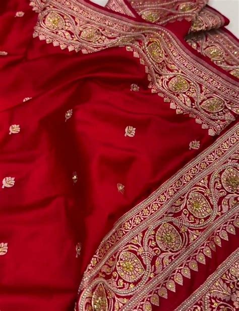 Indian Traditional Exclusive Aari Handwork Wedding Banarasi Bridal Saree Pure Katan Silk Saree