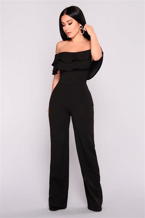 Ready To Ruffle Jumpsuit Black Stylish Jumpsuit Jumpsuit Elegant