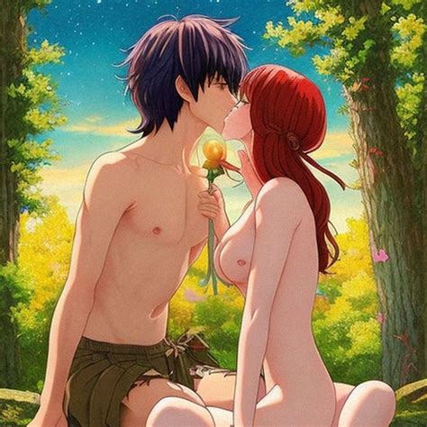 Rule 34 Ai Generated Anime Anime Style Ginger Ginger Hair Kissing Nude Nude Female Outdoors