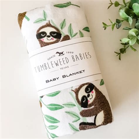 Sleepy Sloths Flannel Baby Swaddle Blanket Photo Prop Etsy