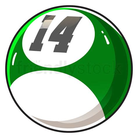 Cartoon Billiard Ball Number 14 Vector Graphic Transparent EPS