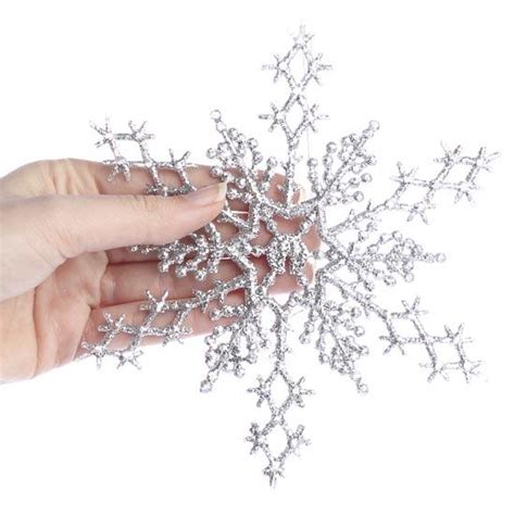 Silver Glitter Snowflake Ornaments Christmas Ornaments Christmas