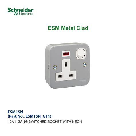 Schneider Electric Sirim 15a 230v Gang Metal Clad Switch Socket Outlet Grey Color Colour For Air