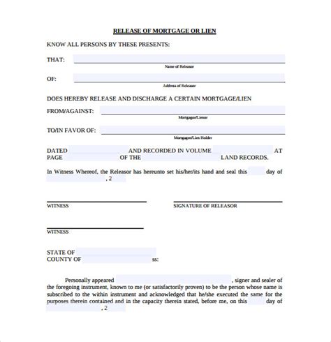 Free Release Of Mortgage Forms In Pdf