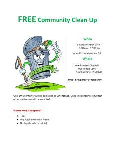 Free Community Clean Up New Fairview Tx