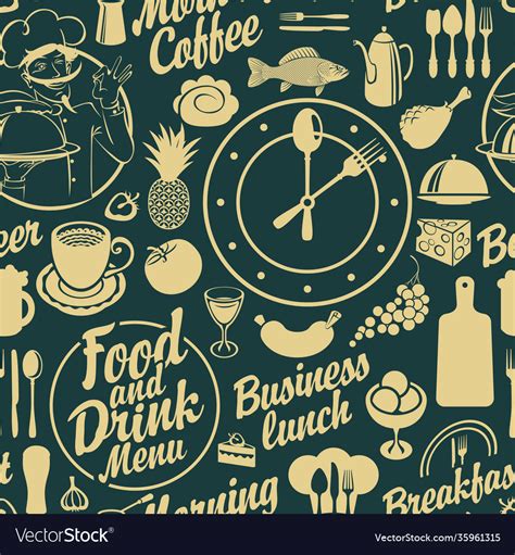 Seamless background on theme food and drink Vector Image