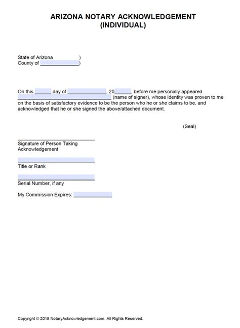 Notary Form Template Printable