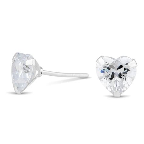 Simply Silver Sterling Silver 925 Cubic Zirconia 7mm Heart Stud Earring