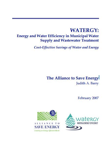 Bibliowatergy Energy And Water Efficiency In Municipal Water Supply