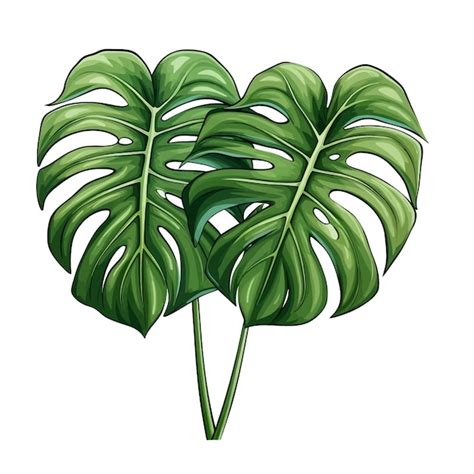 Premium Vector Hand Drawn Monstera Deliciosa Cartoon Vector