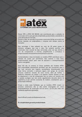 Catálogo 2011 Atex do Brasil A Fôrma da Laje Nervurada PDF