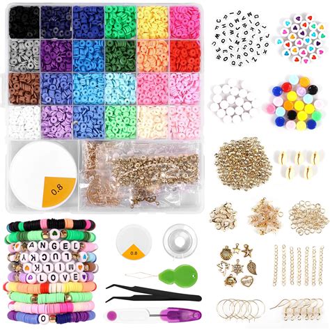 6100 Pcs Clay Beads For Bracelet Making Kit Polymer Clay Beads Jewelry Making Kit For Girls