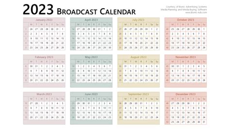 Broadcast Calendar 2023 – FREE Downloads