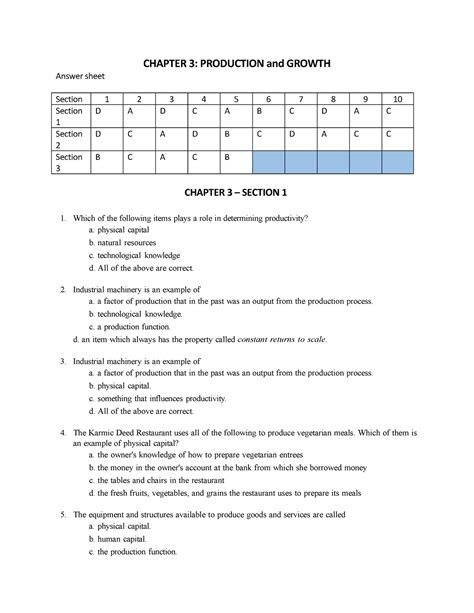 Chapter 3 Section 1 2 3 Q Chapter 3 Production And Growth Answer