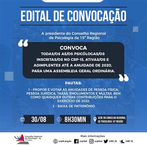 Conselho Regional de Psicologia 15ª Região Edital de Convocação