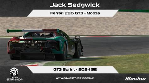 IRacing 24S2 Ferrari 296 GT3 GT3 Sprint Monza Jak YouTube