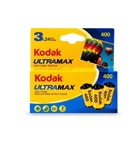 Kodak Ultramax 400 35mm 24 Exposure 3 Pack Rewind Photo Lab