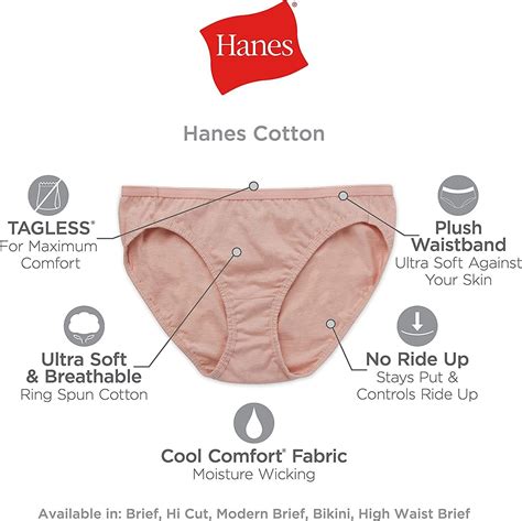 Hanes Womens Cotton Hi Cut Panties With Cool Comfort 10 Pack Ebay