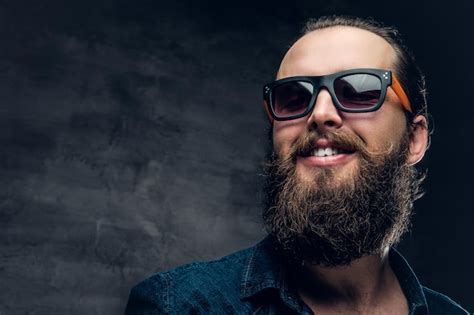 Premium Photo Close Up Studio Portrait Of Bearded Hipster Male In