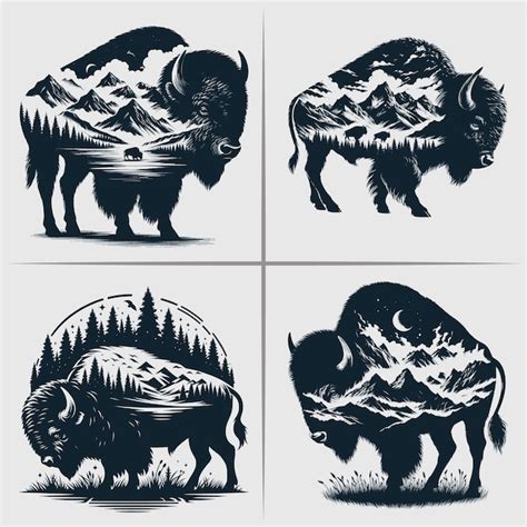 Premium Vector Bison Vector Silhouette Bundle File American Bison