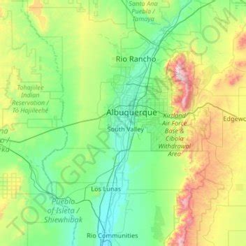 Bernalillo County topographic map, elevation, relief