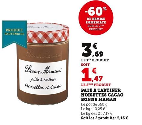 Promo Pate A Tartiner Noisettes Cacao Bonne Maman Chez Super U