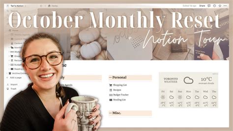 October Monthly Reset Plan With Me Aesthetic Notion Tour Setting