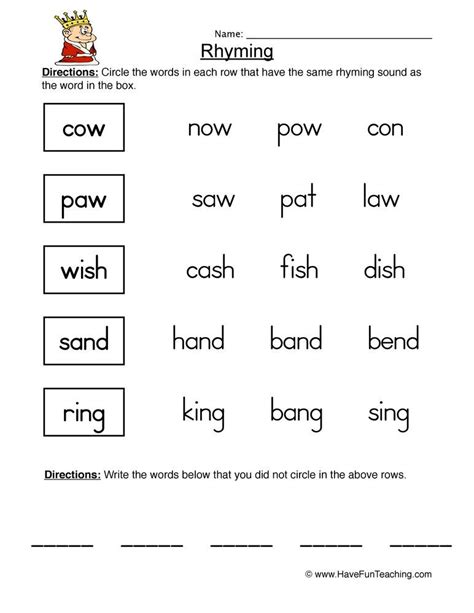 Rhyming Words Games For First Grade