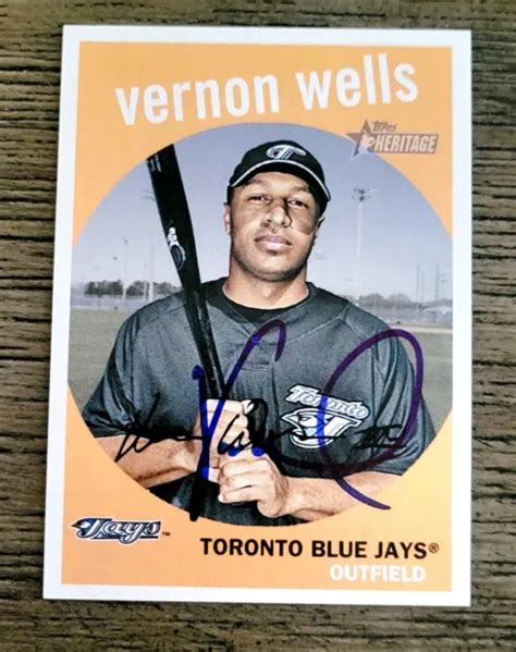 AUTOGRAPHE SIGNÉ VERNON WELLS 2008 Topps Heritage 341 Toronto Blue