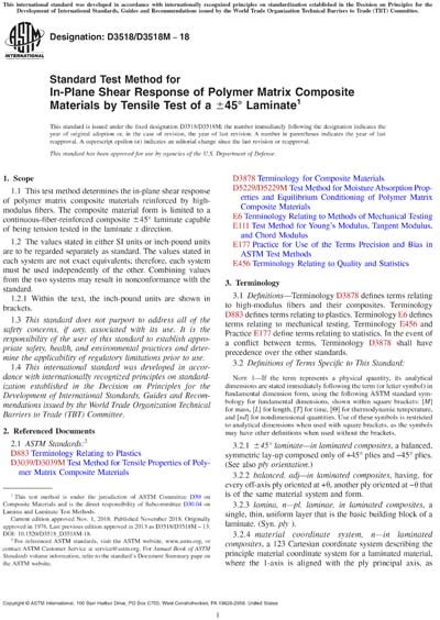 Astm D3518d3518m 18 Standard Test Method For In Plane Shear Response