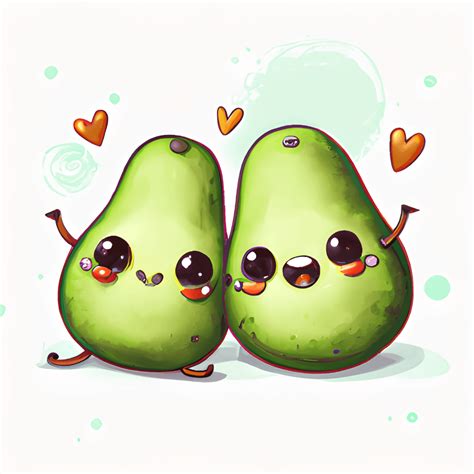 Cute Happy Avocados Cartoon Graphic Creative Fabrica