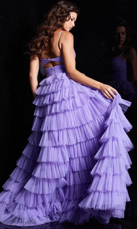 Jovani 38290 Ruffled Tulle Prom Dress With Slit Couture Candy