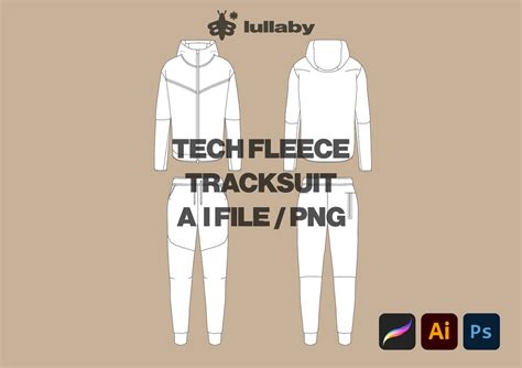 Tech Fleece Inspired Tracksuit Vector Mockup Template Blank Illustrator Tech Pack Procreate