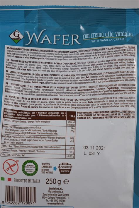 Wafer Crema Di Vaniglia Gr Senza Lattosio Guidolce La Favola