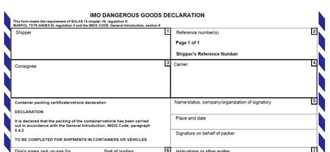 Dangerous Goods Declaration Sample