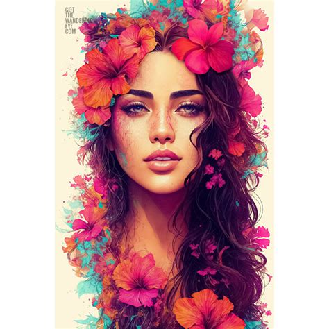 Hawaiian Portrait Flower Crown | Wall Art Prints by Allan Chan