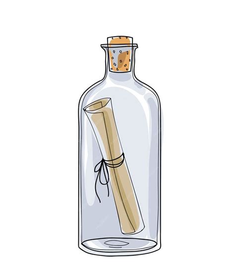 Premium Vector Message In A Bottle Hand Drawn Vector