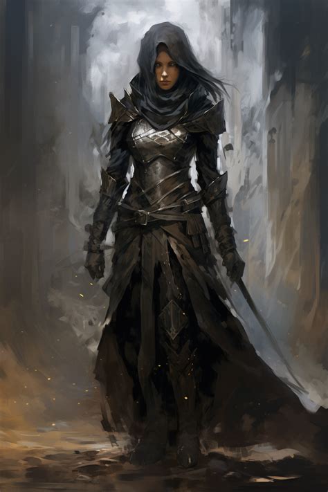 Dark Fantasy Concept Art Of Androgynous Warrior Woman In Armor Free Image Imgenic