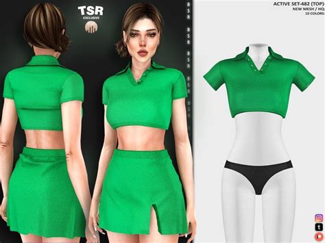 Busra Tr ACTIVE SET 482 TOP BD1268 In 2024 Sims 4 Clothes For