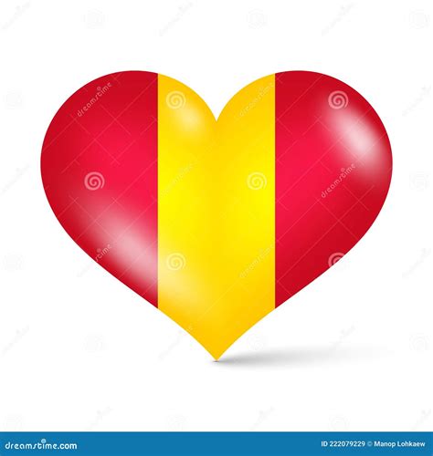 Glossy Heart Shape National Flag Of Spain Vector Illustration Stock