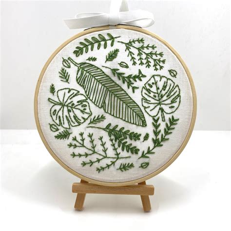 Plant Lover Embroidery Kit For Beginners Tropical Leaves Embroidery Kit