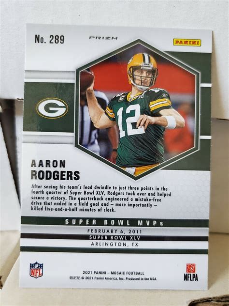 Aaron Rodgers 2021 Panini Mosaic 289 True Silver Prizm Super Bowl MVPs