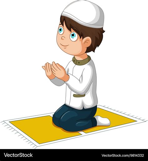 Boy Cartoon Praying Royalty Free Vector Image Vectorstock