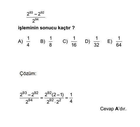 9 Sınıf Üslü Sayılar Sınavlarda Çıkmış Sorular ve Çözümleri 4