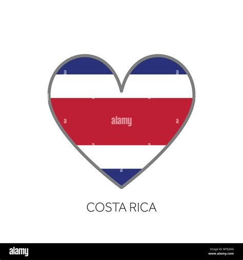 Costa Rica Flag Romance Love Heart Shaped Vector Icon Stock Vector