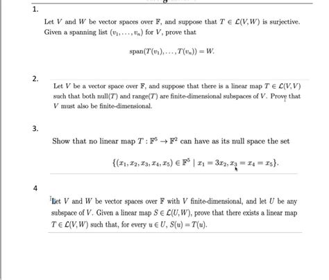 Solved 1 Let V And W Be Vector Spaces Over F And Suppose Chegg