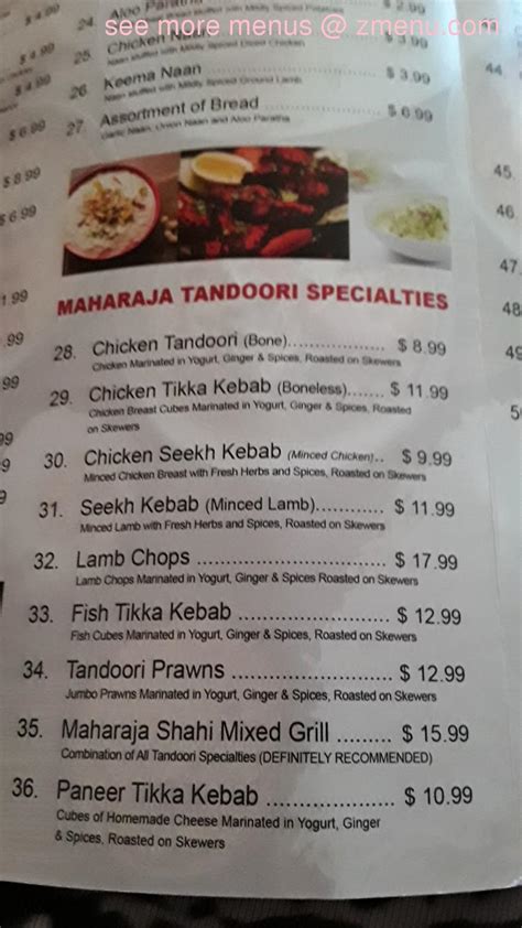 Menu At Maharaja Indian Cuisine Pub Bar Stockton