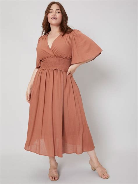 Motf Premium Plus Linen Gathered Flowy Dress Plus Size Wedding Guest Dresses Plus Size