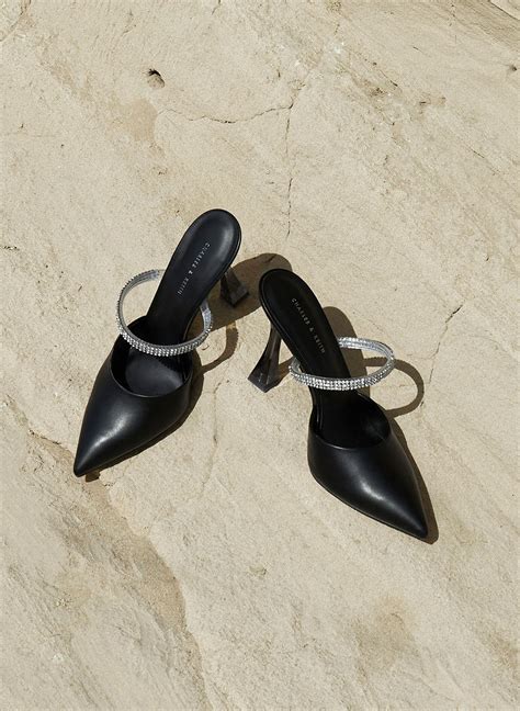 Black Gem Strap Mules Charles And Keith Kh